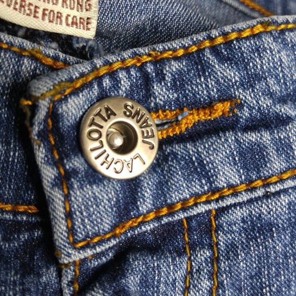 Lachilotta Flare Jeans Juniors 7 Embellished Bling Embroidered Stretch Low B055 - Picture 5 of 8